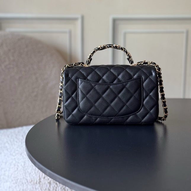 CHANEL 25S FLAP BAG 20 CM IN BLACK CAVIAR LEATHER WITH GOLD HARDWARE