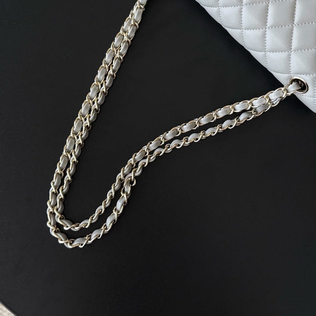 CHANEL 25S CLASSIC FLAP BAG 25 CM IN GREY LAMBSKIN WITH GOLD HARDWARE