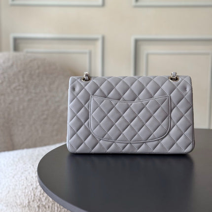 CHANEL 25S CLASSIC FLAP BAG 25 CM IN GREY LAMBSKIN WITH GOLD HARDWARE