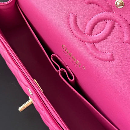 CHANEL 25S CLASSIC FLAP BAG 25 CM IN PINK LAMBSKIN WITH GOLD HARDWARE