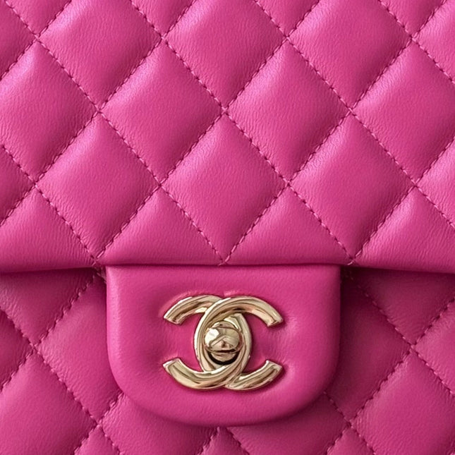 CHANEL 25S CLASSIC FLAP BAG 25 CM IN PINK LAMBSKIN WITH GOLD HARDWARE