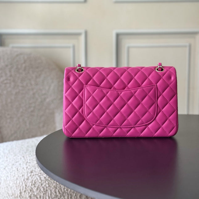 CHANEL 25S CLASSIC FLAP BAG 25 CM IN PINK LAMBSKIN WITH GOLD HARDWARE