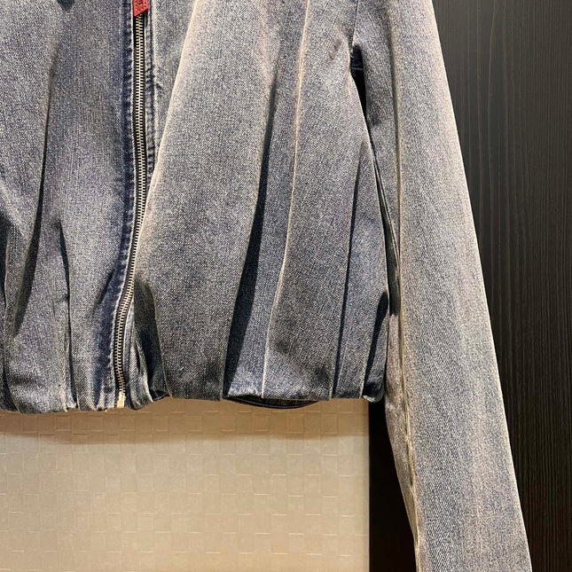Loewe Draped Denim Jacket Blue Cotton