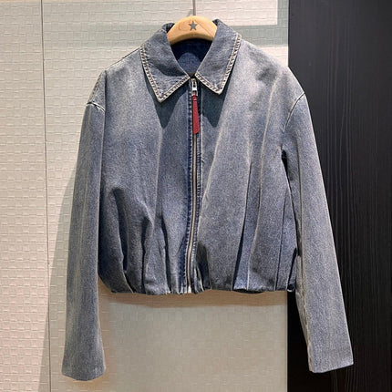 Loewe Draped Denim Jacket Blue Cotton