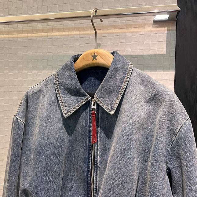 Loewe Draped Denim Jacket Blue Cotton