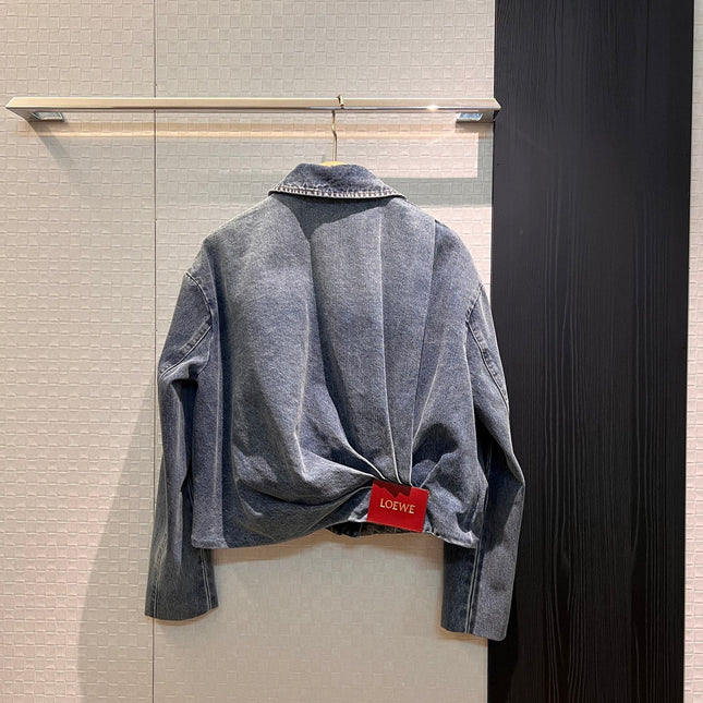 Loewe Draped Denim Jacket Blue Cotton