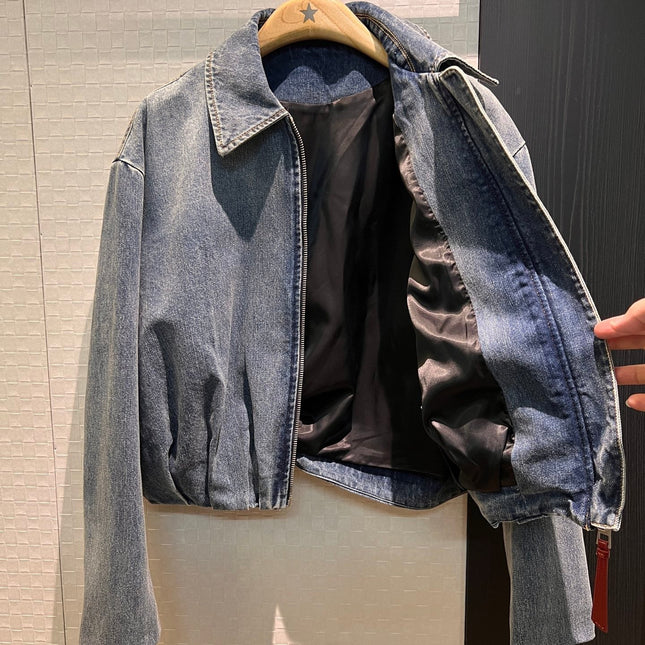 Loewe Draped Denim Jacket Blue Cotton