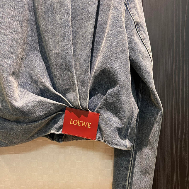 Loewe Draped Denim Jacket Blue Cotton