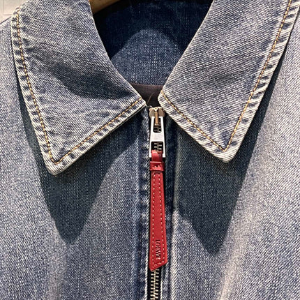Loewe Draped Denim Jacket Blue Cotton
