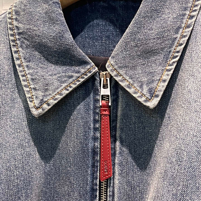 Loewe Draped Denim Jacket Blue Cotton