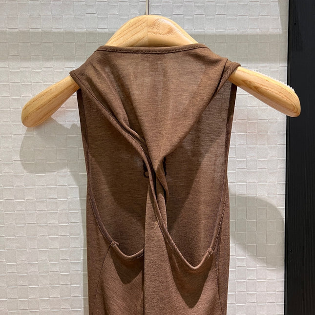 Loewe Embroidered Logo Knotted Vest Top Brown Polyester Fiber