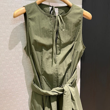Loewe Lace-up Vest Dress Green Cotton