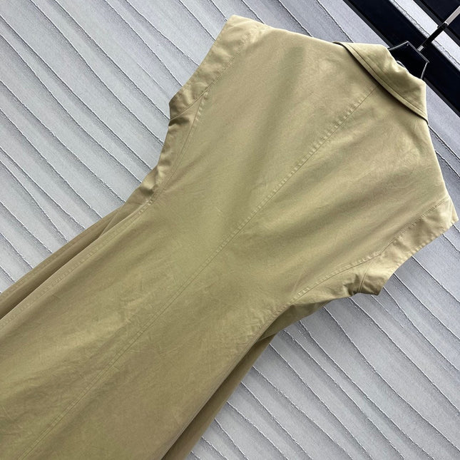 CD Mid-Length Dress Olive Cotton Gabardine