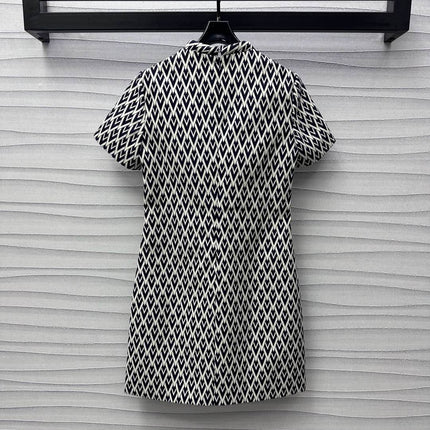 Valentino Black White Short Dress In Toute La V Jacquard