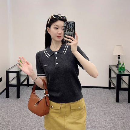 Miu 25 Polo Shirt Black Wool 233471