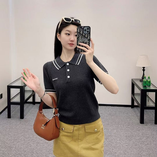 Miu 25 Polo Shirt Black Wool 233471