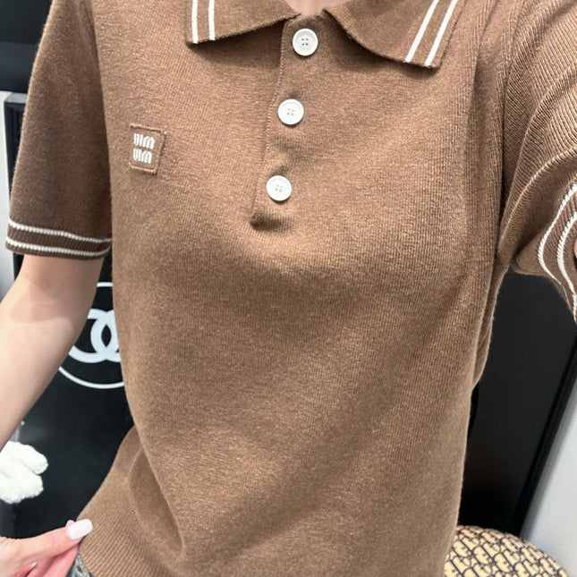 Miu 25 Polo T- Shirt Brown Wool 232022
