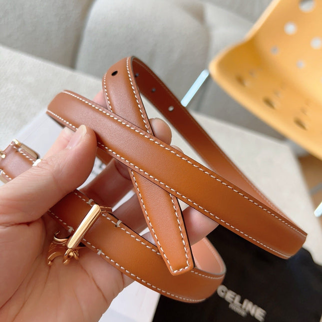 CELINE 25S BELT 18MM IN CARAMEL ELEGANT CHARM TAURILLON GOLD HARDWARE 585791