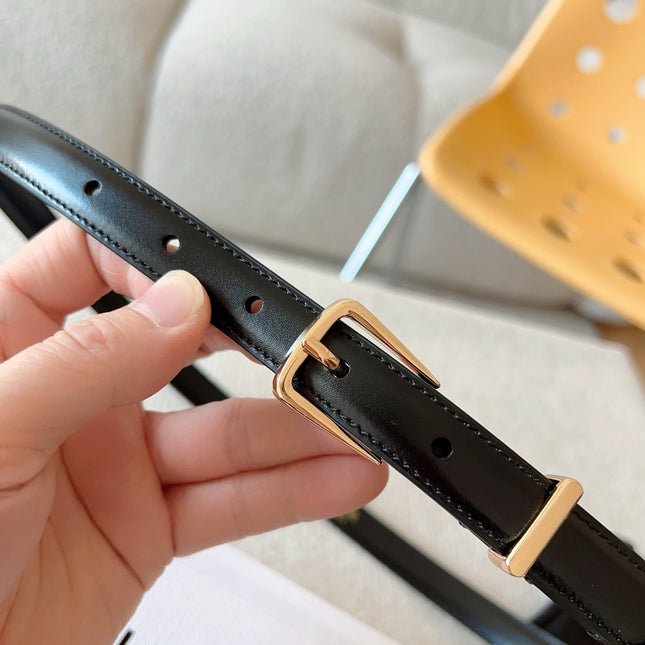CELINE 25S BELT 18MM IN BLACK ELEGANT CHARM TAURILLON GOLD HARDWARE 585792