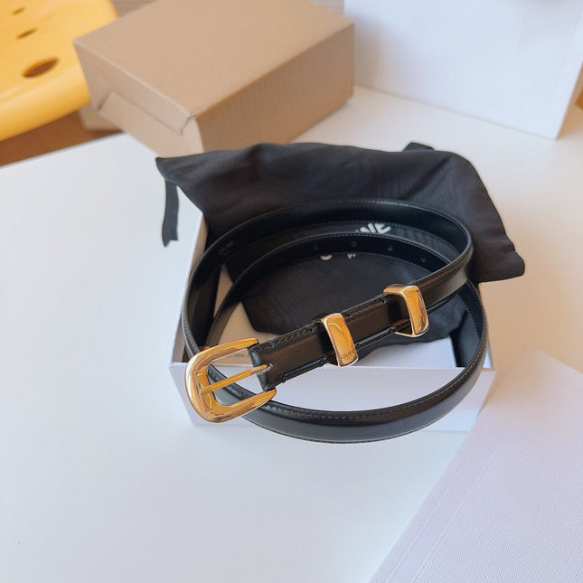 CELINE 25S SMALL 18MM WESTERN BELT IN BLACK CALFSKIN 566640