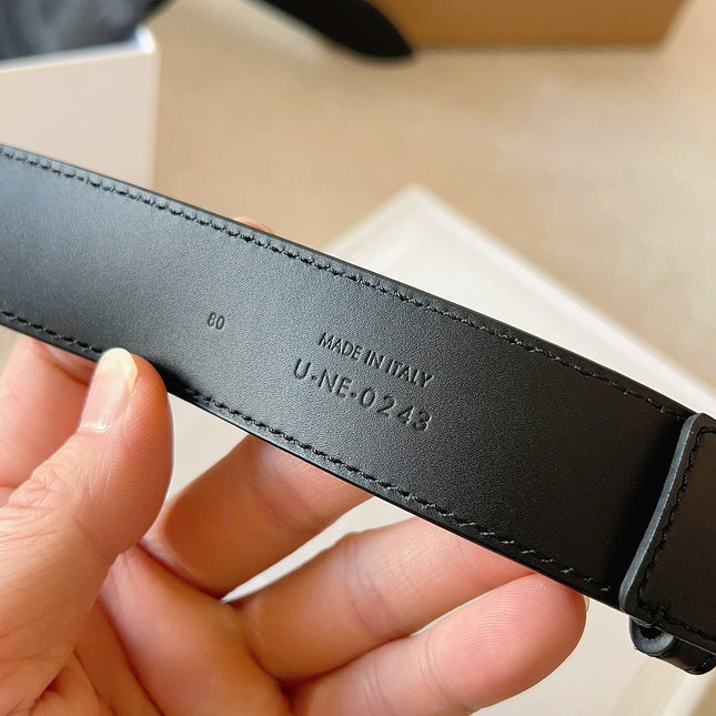 CELINE 25S SMALL 30MM WESTERN BELT IN BLACK CALFSKIN 566637