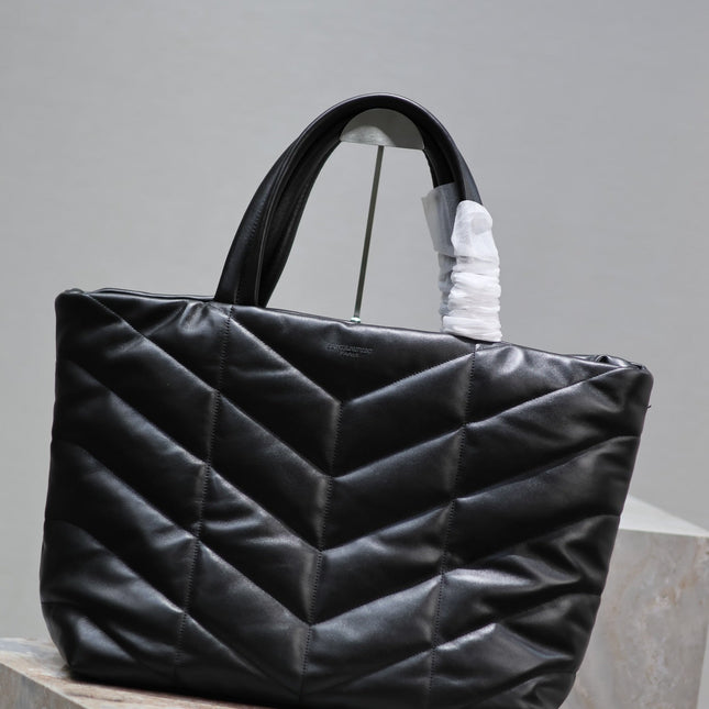 PUFFER LARGE TOTE BAG 57 IN BLACK NAPA LAMBSKIN
