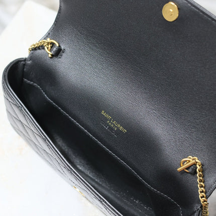 YSL 25S SAINT LAURENT GABY 19 IN BLACK QUILTED CALFSKIN GOLD HARDWRE