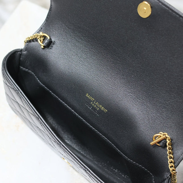 YSL 25S SAINT LAURENT GABY 19 IN BLACK QUILTED CALFSKIN GOLD HARDWRE