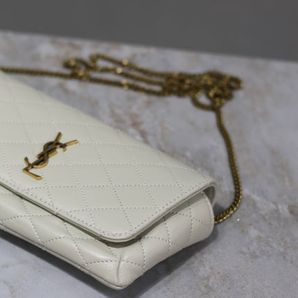 YSL 25S SAINT LAURENT GABY 19 IN BLANC VINTAGE QUILTED CALFSKIN GOLD HARDWRE
