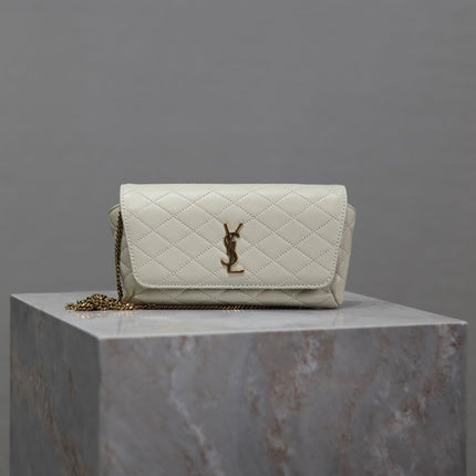 YSL 25S SAINT LAURENT GABY 19 IN BLANC VINTAGE QUILTED CALFSKIN GOLD HARDWRE