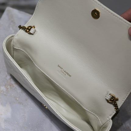 YSL 25S SAINT LAURENT GABY 19 IN BLANC VINTAGE QUILTED CALFSKIN GOLD HARDWRE