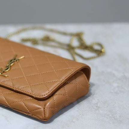 YSL 25S SAINT LAURENT GABY 19 IN FOX QUILTED CALFSKIN GOLD HARDWRE