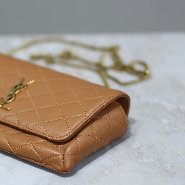 YSL 25S SAINT LAURENT GABY 19 IN FOX QUILTED CALFSKIN GOLD HARDWRE