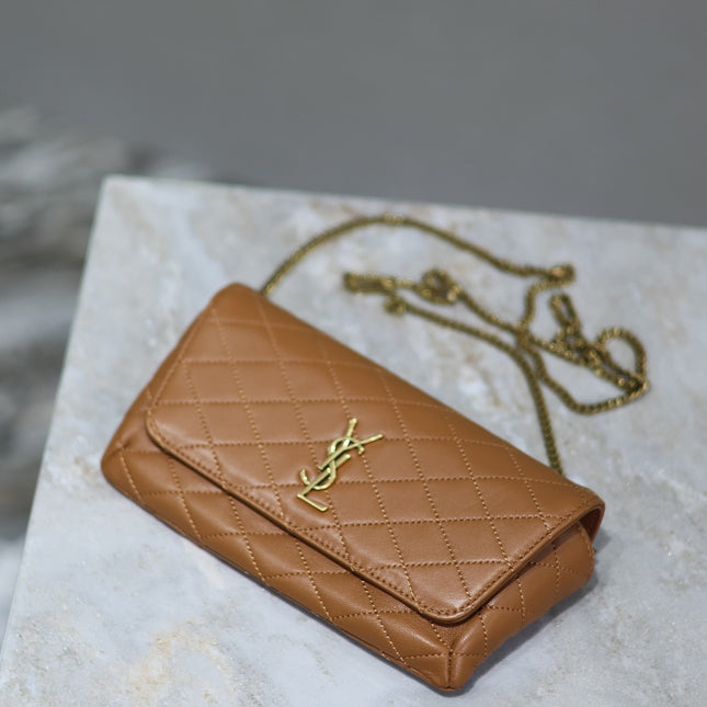 YSL 25S SAINT LAURENT GABY 19 IN FOX QUILTED CALFSKIN GOLD HARDWRE