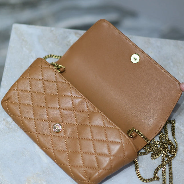YSL 25S SAINT LAURENT GABY 19 IN FOX QUILTED CALFSKIN GOLD HARDWRE