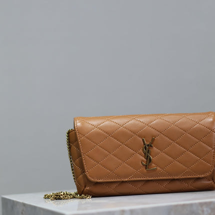 YSL 25S SAINT LAURENT GABY 19 IN FOX QUILTED CALFSKIN GOLD HARDWRE