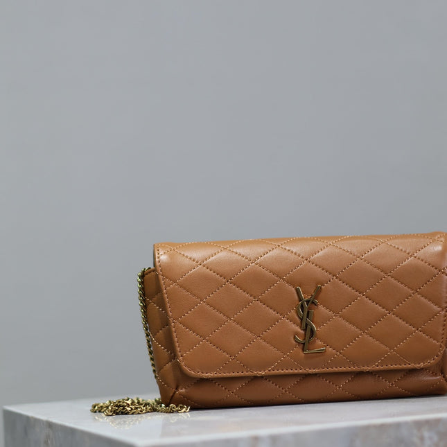 YSL 25S SAINT LAURENT GABY 19 IN FOX QUILTED CALFSKIN GOLD HARDWRE