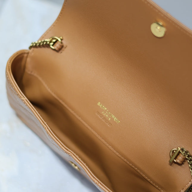 YSL 25S SAINT LAURENT GABY 19 IN FOX QUILTED CALFSKIN GOLD HARDWRE
