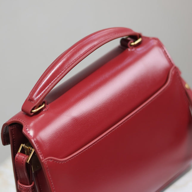 CASSANDRA MINI TOP HANDLE BAG 20 IN RED CALFSKIN GOLD HARDWARE