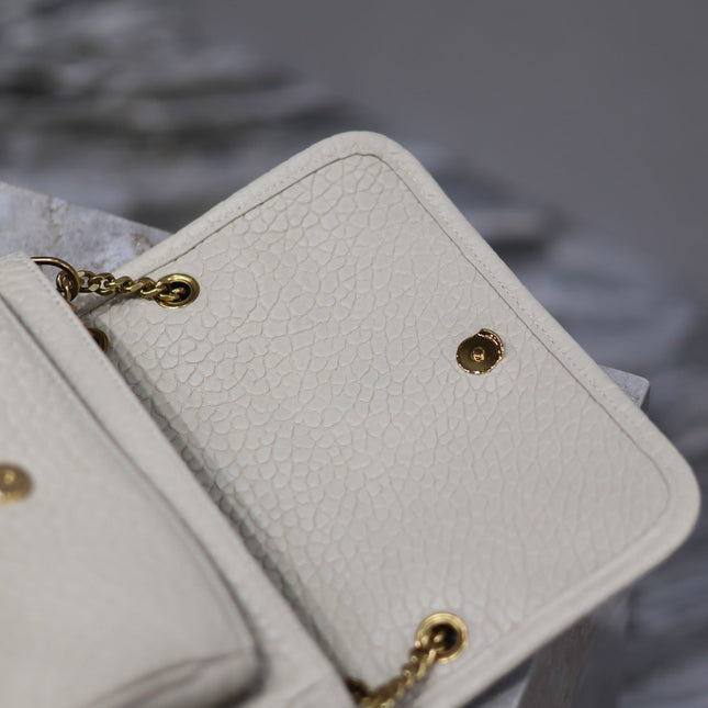 NIKI BABY 22 IN WHITE ELEPHANT PATTERN LAMBSKIN GOLD LOGO