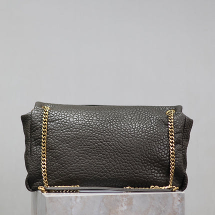 YSL 25S CALYPSO BAG 38 IN ARMY GREEN GRAINED LAMBSKIN GOLD HARDWRE