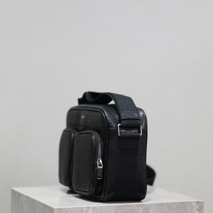 CITY CAMERA BAG 24 IN BLACK ELEPHANT PATTERN LAMBSKIN