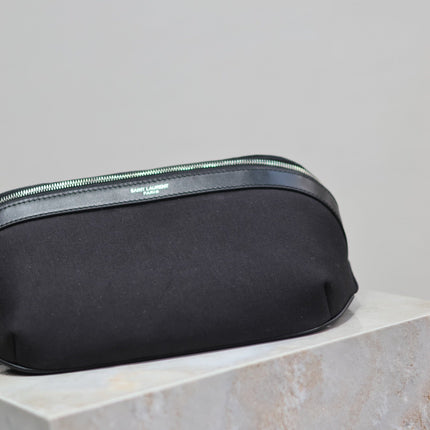 YSL 25S CLASSIC CROSSBODY BAG 26 IN BLACK CANVAS SILVER HARDWRE