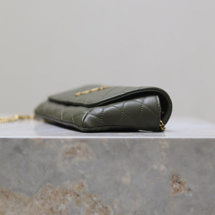 YSL 25S SAINT LAURENT GABY 19 IN DARK OLIVE QUILTED CALFSKIN GOLD HARDWRE