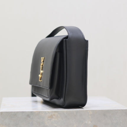 NIKI BABY 22 IN CHARCOAL GRAY CALFSKIN GOLD LOGO