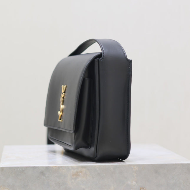 NIKI BABY 22 IN CHARCOAL GRAY CALFSKIN GOLD LOGO