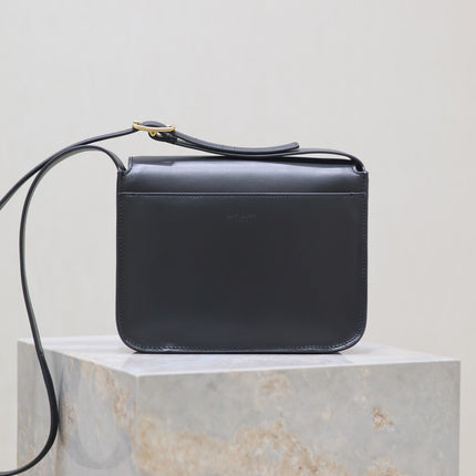 NIKI BABY 22 IN CHARCOAL GRAY CALFSKIN GOLD LOGO