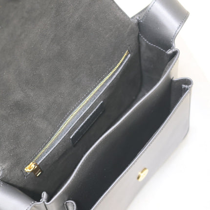 NIKI BABY 22 IN CHARCOAL GRAY CALFSKIN GOLD LOGO