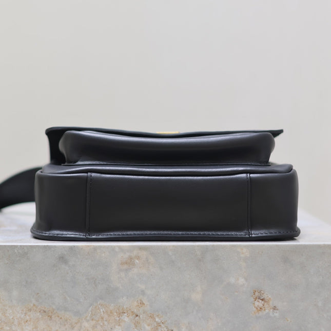 NIKI BABY 22 IN CHARCOAL GRAY CALFSKIN GOLD LOGO