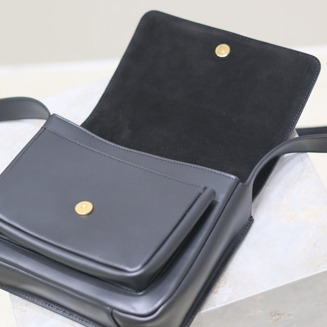 NIKI BABY 22 IN CHARCOAL GRAY CALFSKIN GOLD LOGO